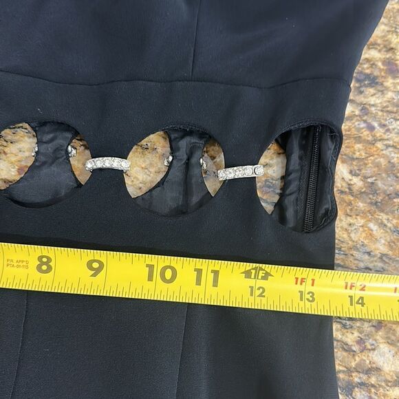 Niteline Della Roufogali Black Beaded Cut Outs Jumpsuit Size 6 - Picture 9 of 11